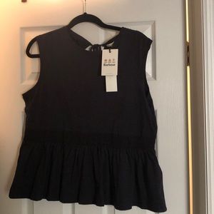 Barbour - Midnight Blue Peplum Top - Sz 10